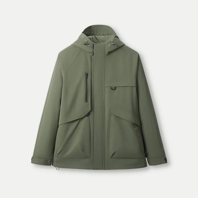 HS852剪标舒适连帽春秋款松紧袖口易打理平整面料简约百搭夹克