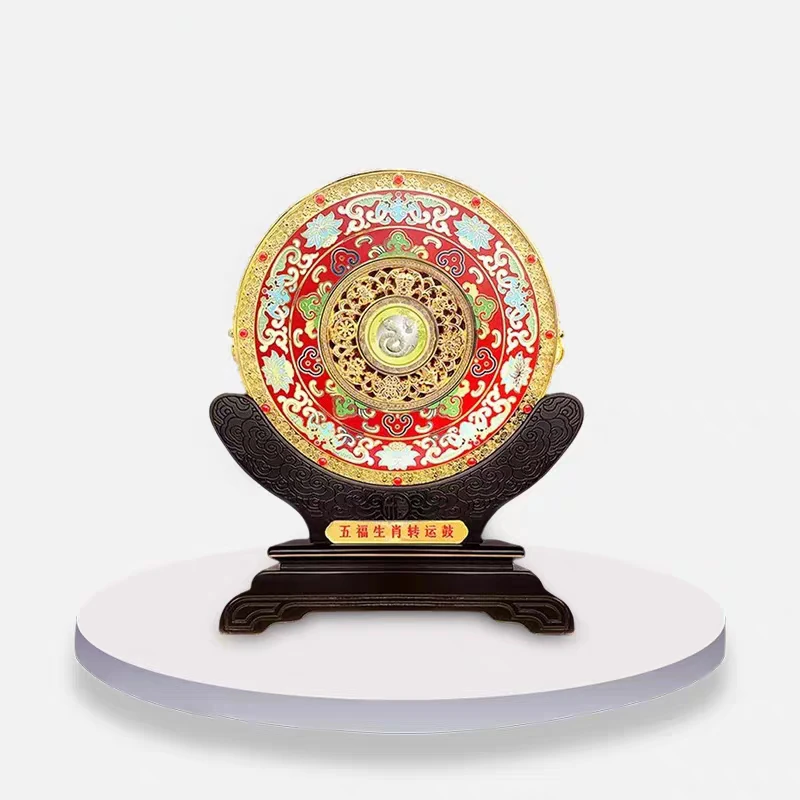 非遗花丝攥刻五福生肖转心鼓