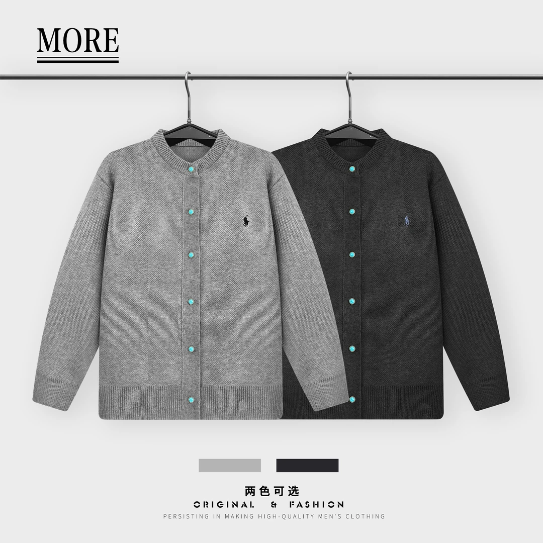 【秋季新款】潮流复古纯色百搭宽松休闲男女同款圆领毛衣外套上衣