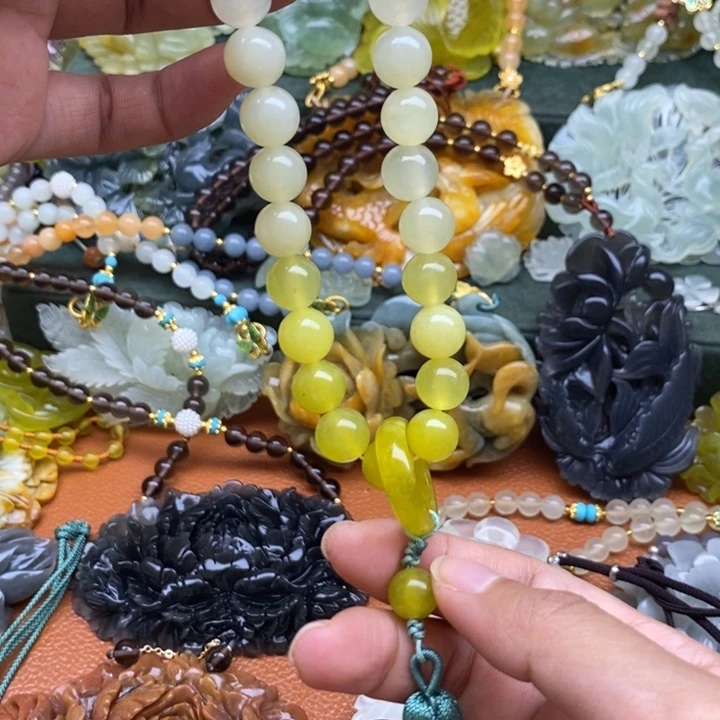 未镶嵌岫玉毛衣链锁骨链