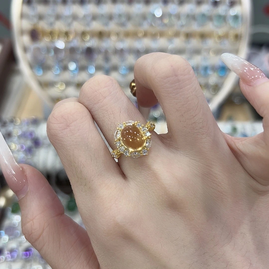 黄晶银S925镶嵌戒指