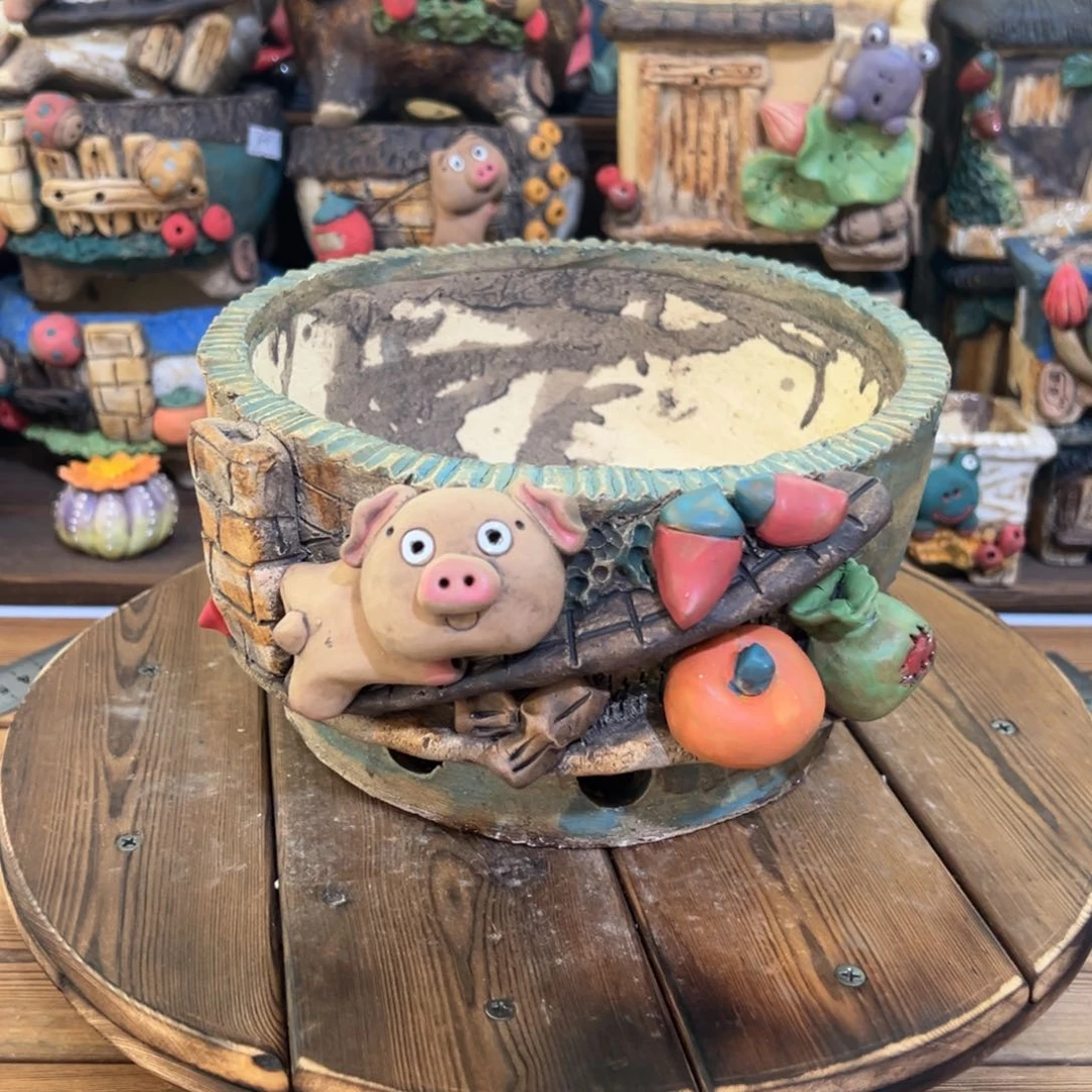 红陶嘻哈多肉花盆