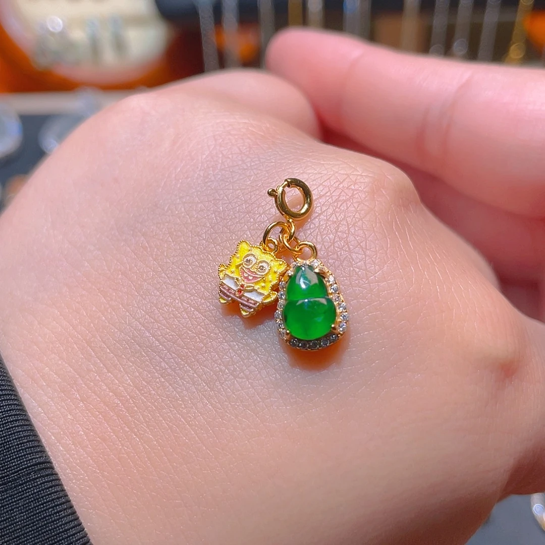 翡翠银S925镶嵌吊坠(不含链)