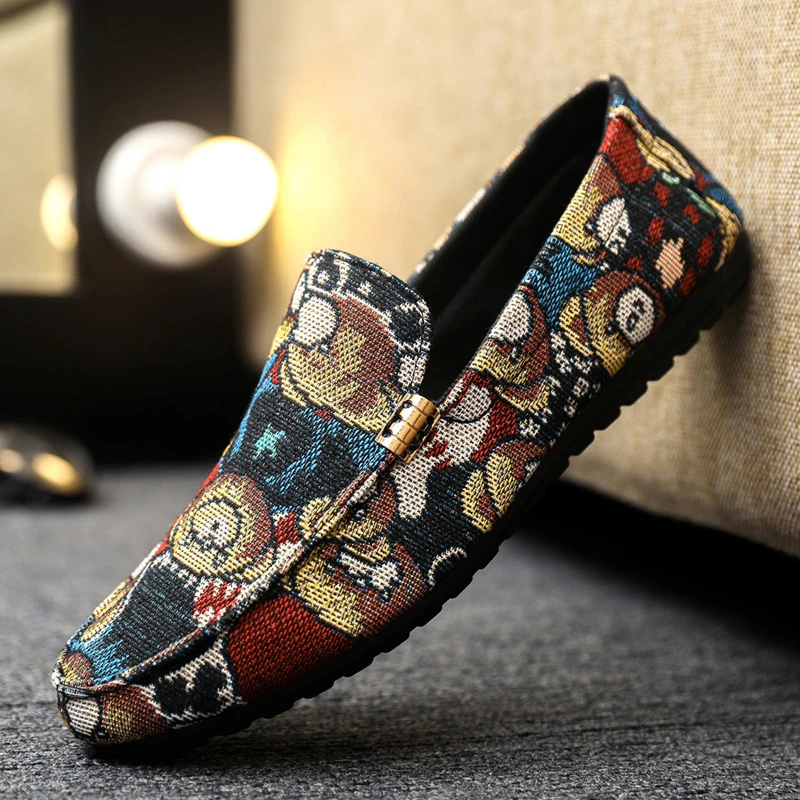 2025夏新款舒适鞋子韩版潮流百搭豆豆鞋男士休闲鞋时尚透气帆布鞋