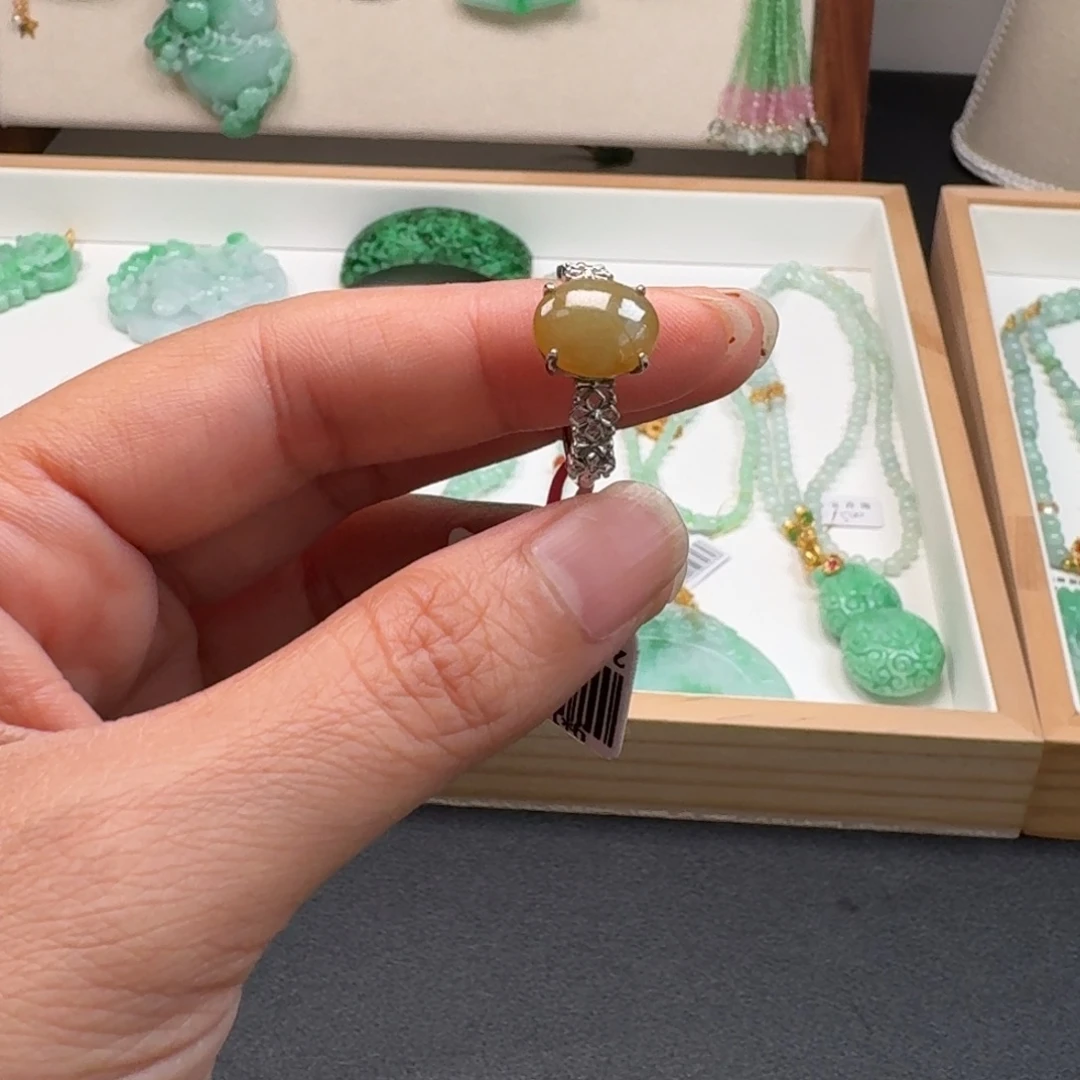 翡翠银S925镶嵌戒指翡翠戒指