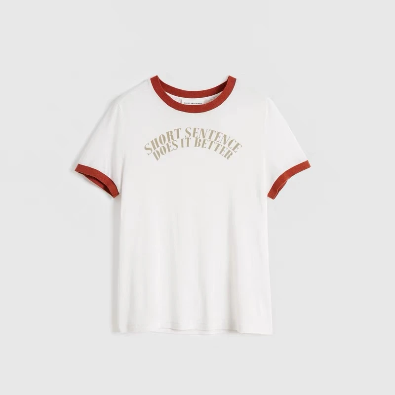 【新品】SHORT SENTENCE 短句 25春夏新品设计师款撞色合身T恤圆领