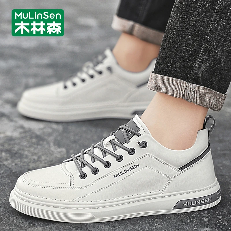 木林森板鞋男2025新款秋季休闲小白鞋运动青少年软底防滑耐磨潮鞋