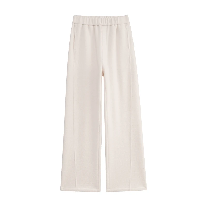 OUDIYAN | 小个子高端女装 冬季加厚高腰百搭绵羊毛窄版阔腿裤