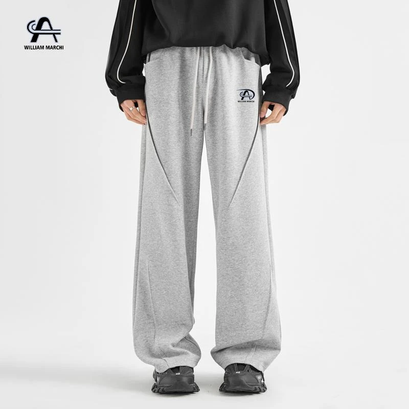 秋冬男生穿搭阔腿休闲卫裤宽松美式直筒裤潮牌男装休闲运动长裤子