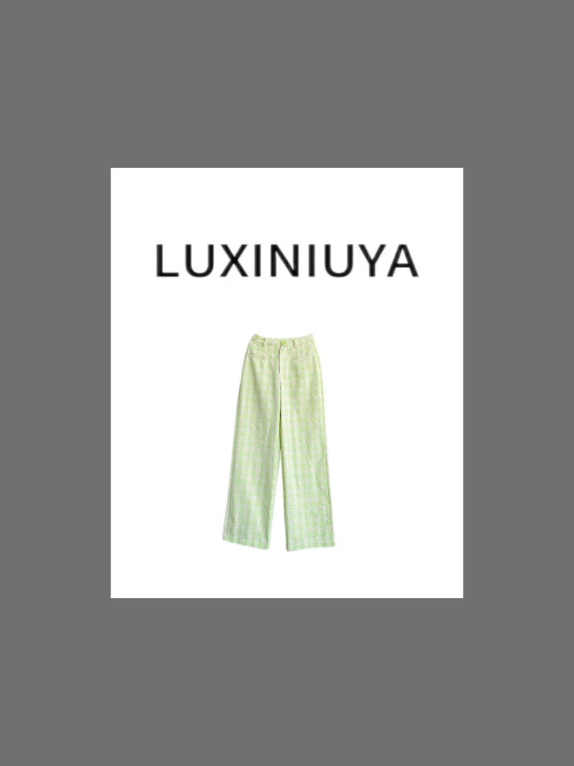 【LUXINIUYA】清爽格子裤 高版本小香风面料高腰休闲阔腿裤CX2981