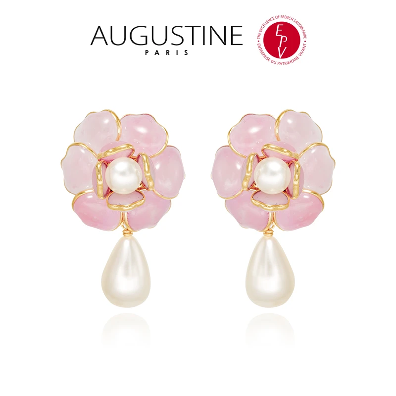 铜合金琉璃耳饰 【法国进口】AUGUSTINE 奥古斯汀山茶花系列耳环