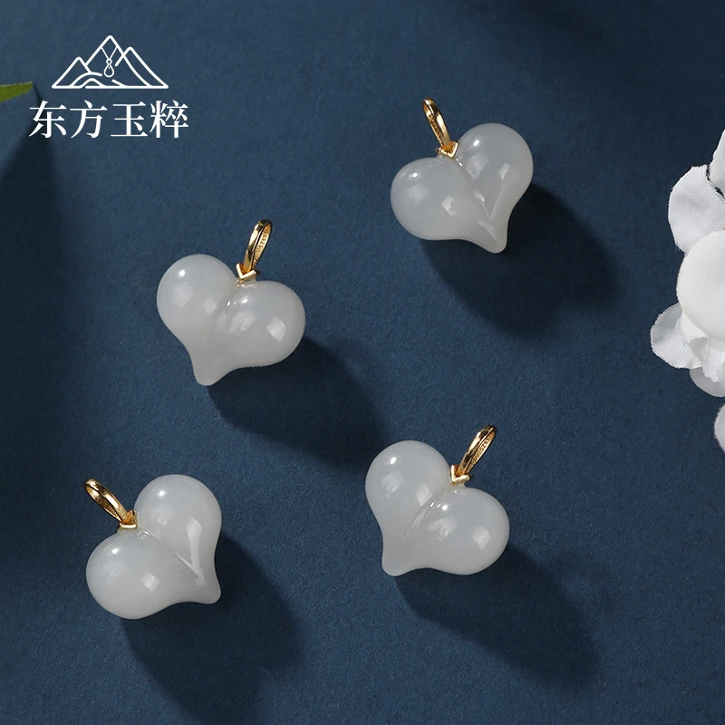 S925银镶和田玉烟紫屁桃项链-约23*20mm-多样性发货 拍一发一