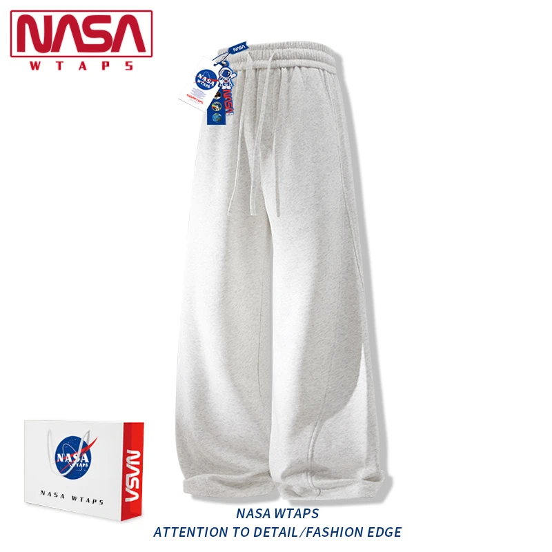 NASA WTAPS美式灰色重磅卫裤男款夏季宽松运动休闲百搭拖地长裤潮