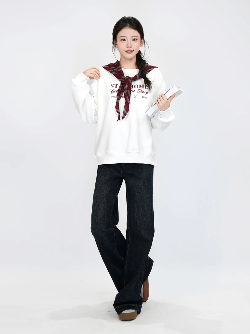 [NEW]加绒加厚圆领卫衣简约休闲百搭秋冬季时尚女