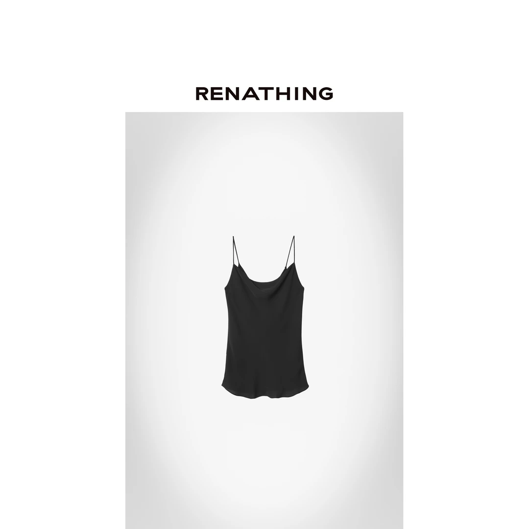 【RENATHING】荡领缎面吊带上衣