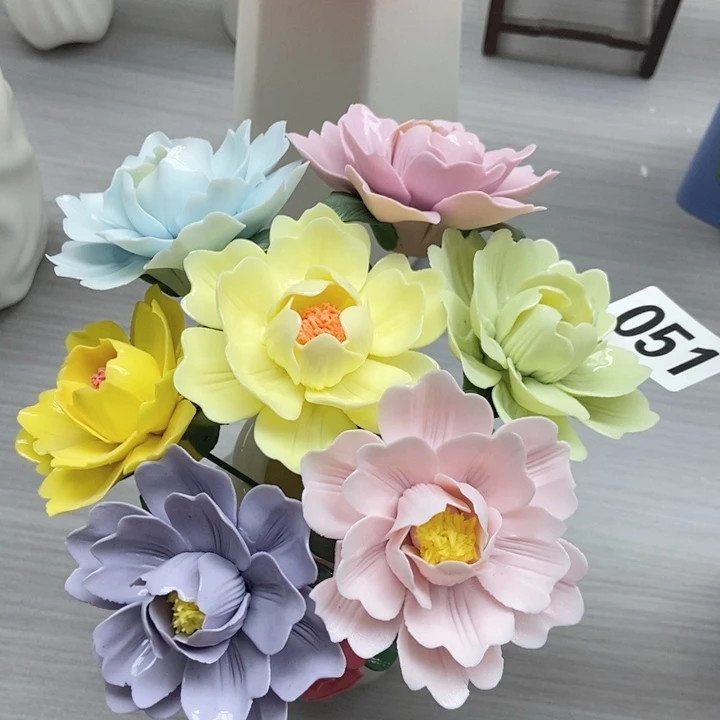 陶瓷手工制作陶瓷花7朵