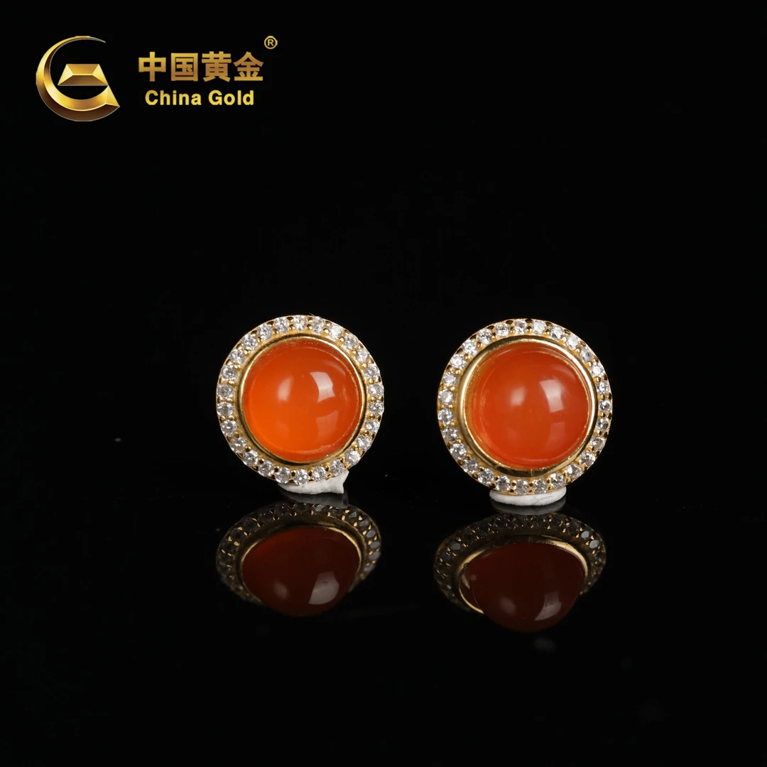 【中国黄金】宿鸿 | 南红*耳饰*S925银镶嵌-R1736-格