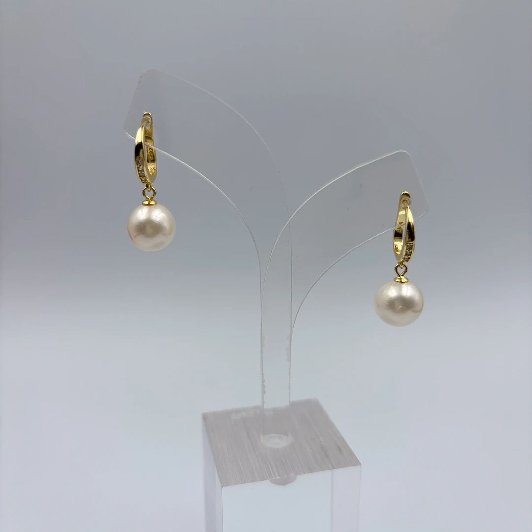 珍珠耳环10.4mm淡水珍珠