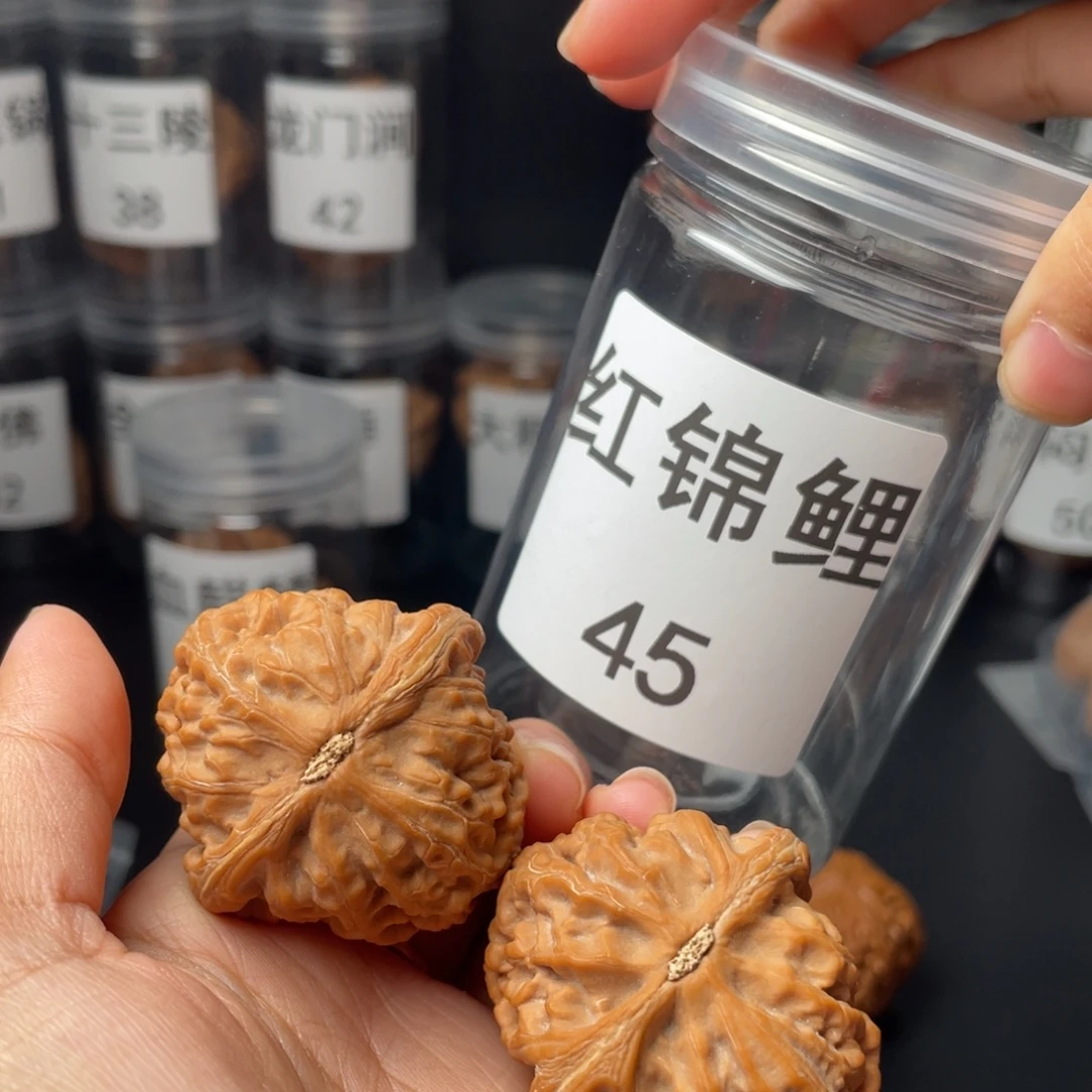 玩***文玩核桃把件45红锦鲤