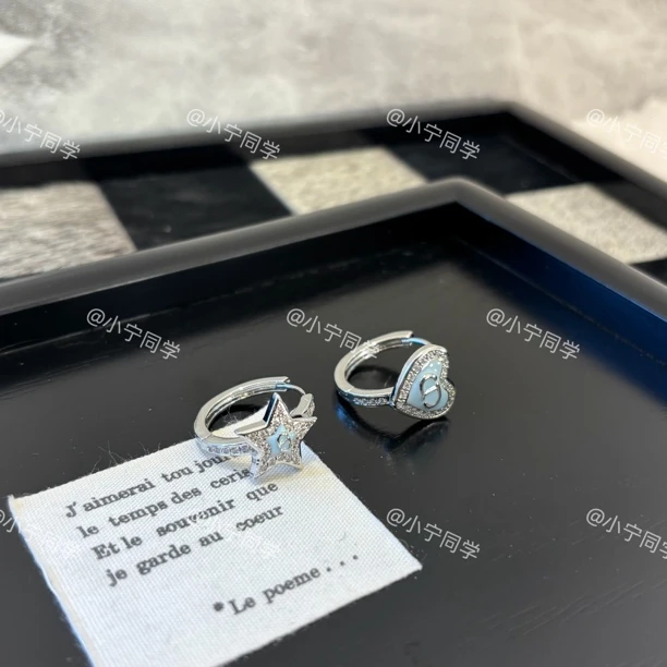 铜合金合成锆石耳饰 ab款爱心星星耳环EH2420