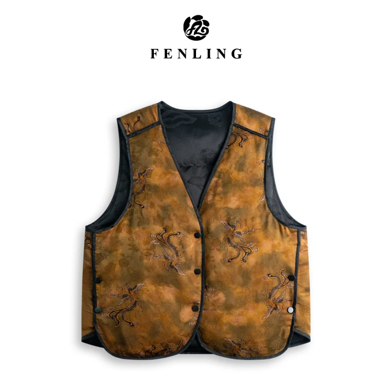 芬领如颖-有凤来仪-非遗桑蚕丝香云纱绞罗白鹅绒马甲BX1477-BX147