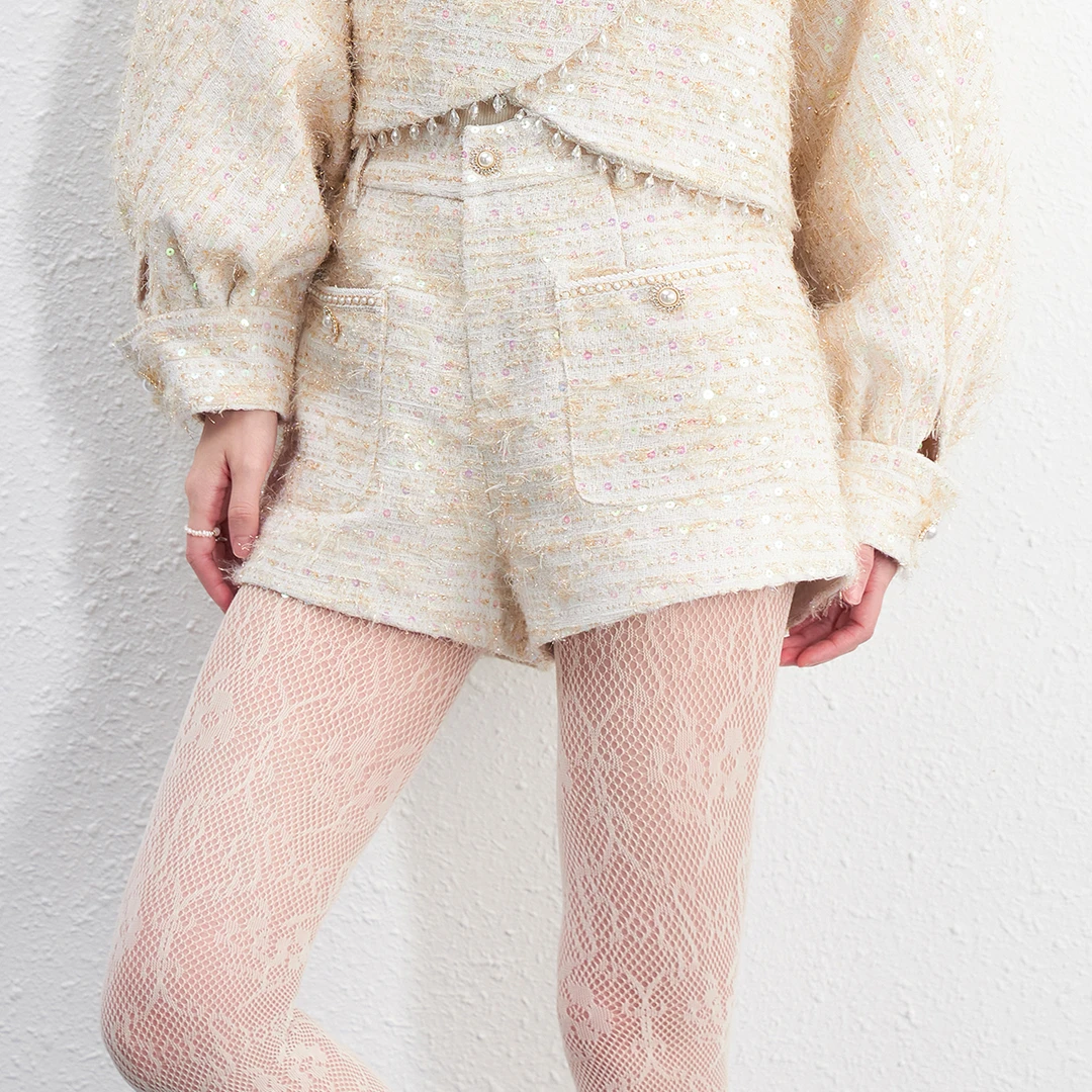 气质时尚小香风名媛亮片短裤45WLK5656