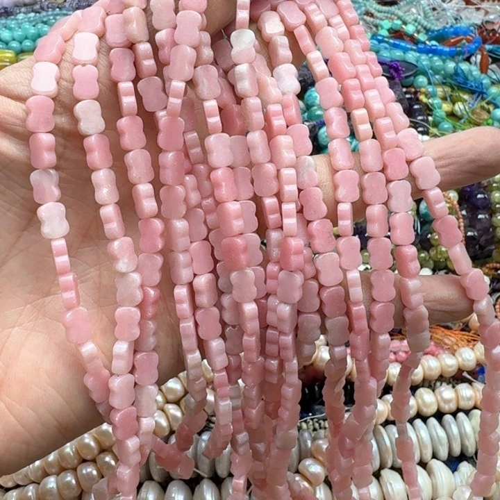 合金玛瑙/玉髓珠宝半成品一条6x8mm粉澳宝