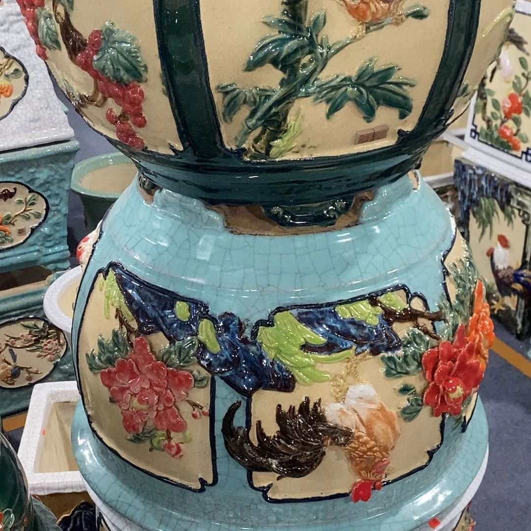 云***间正宗岭南石湾盆贴画圆盆