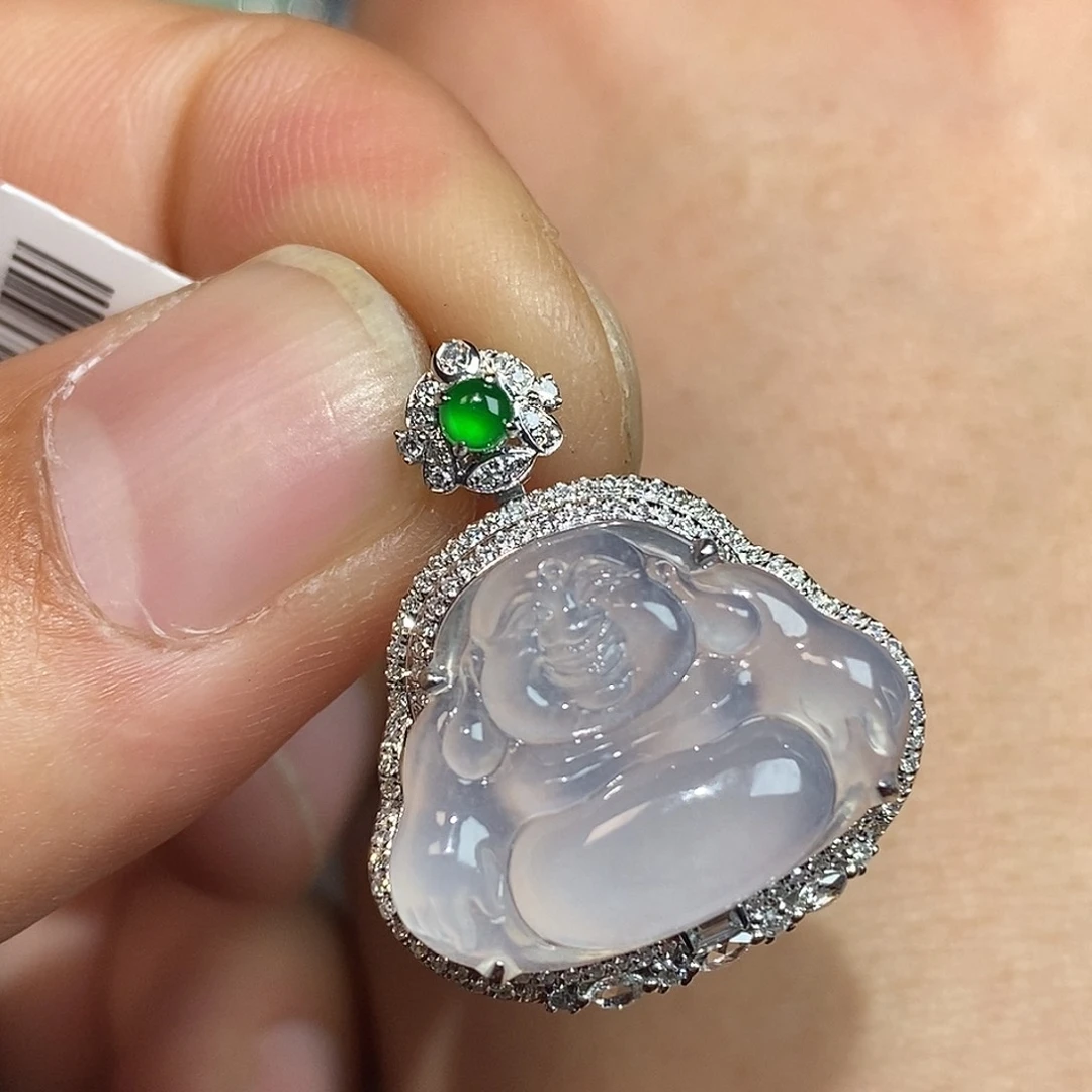 翡翠颈饰18K金镶嵌i*佛公