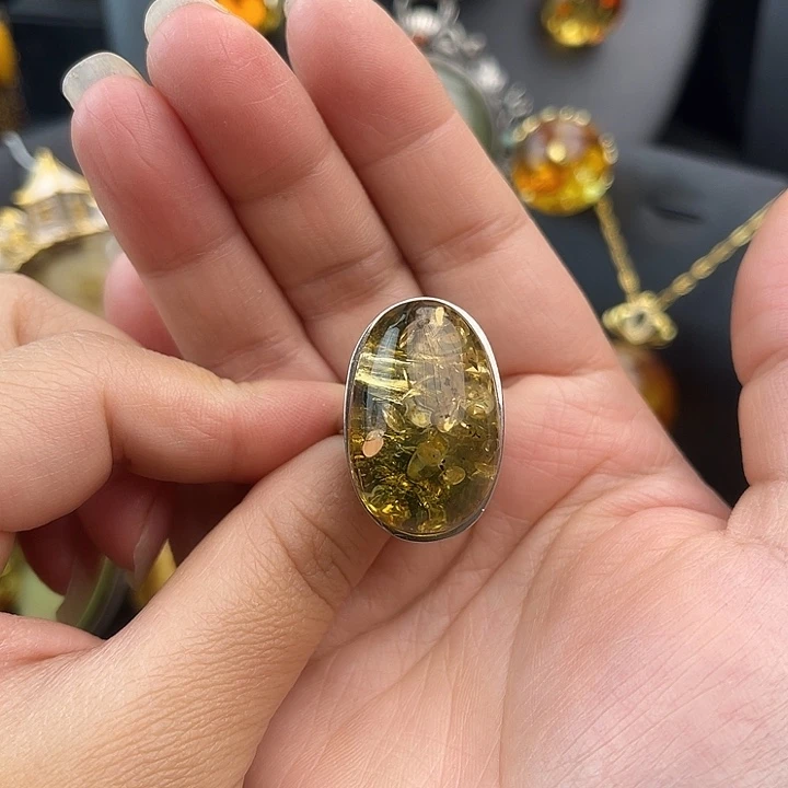 琥珀银S925镶嵌裸石