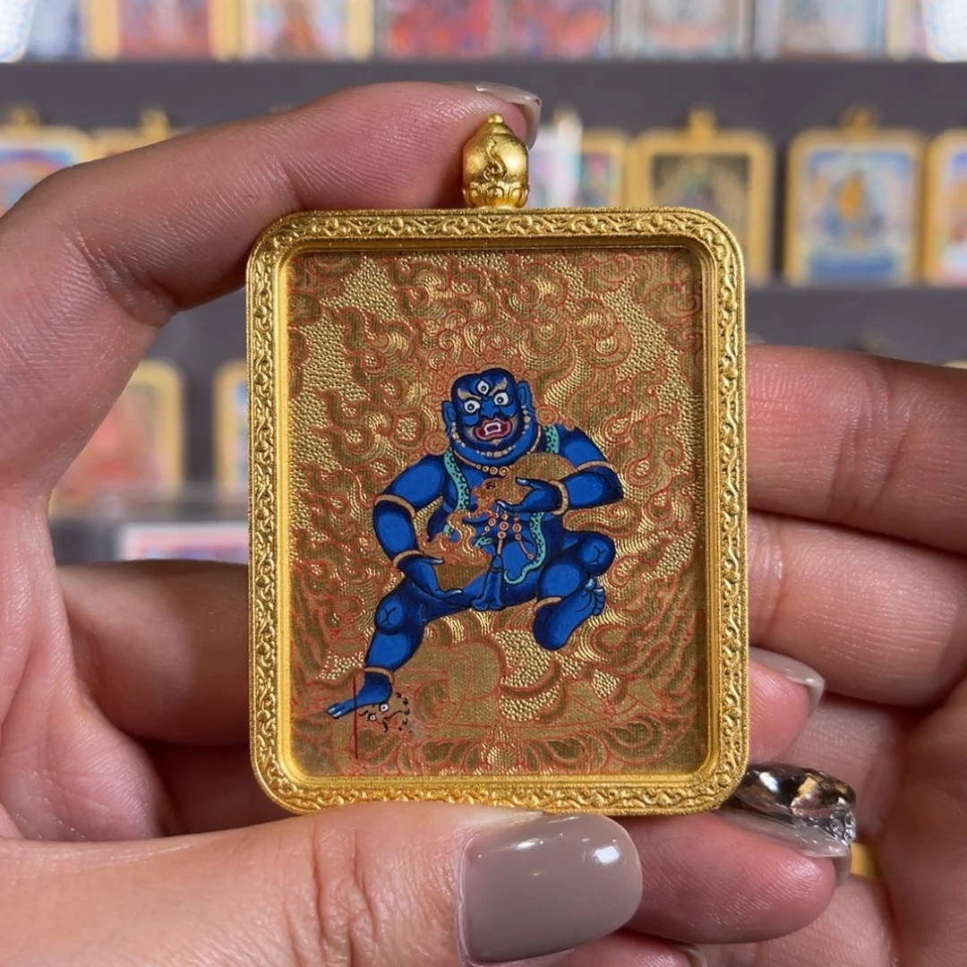 吊坠黑老爷青海热贡唐卡