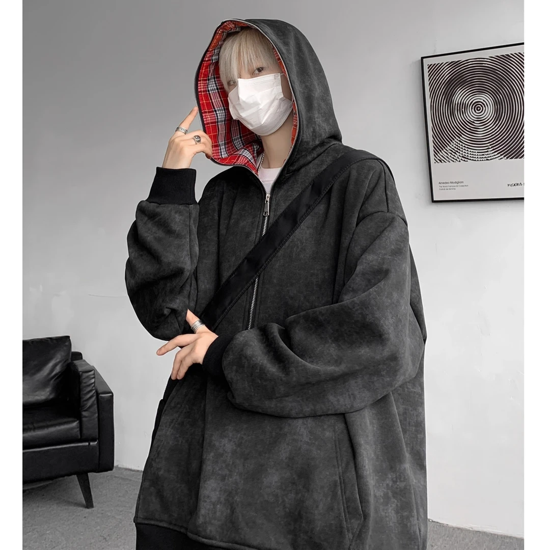 大码300斤美式潮流扎染脏脏创意卫衣男女秋冬季宽松显瘦重磅上衣