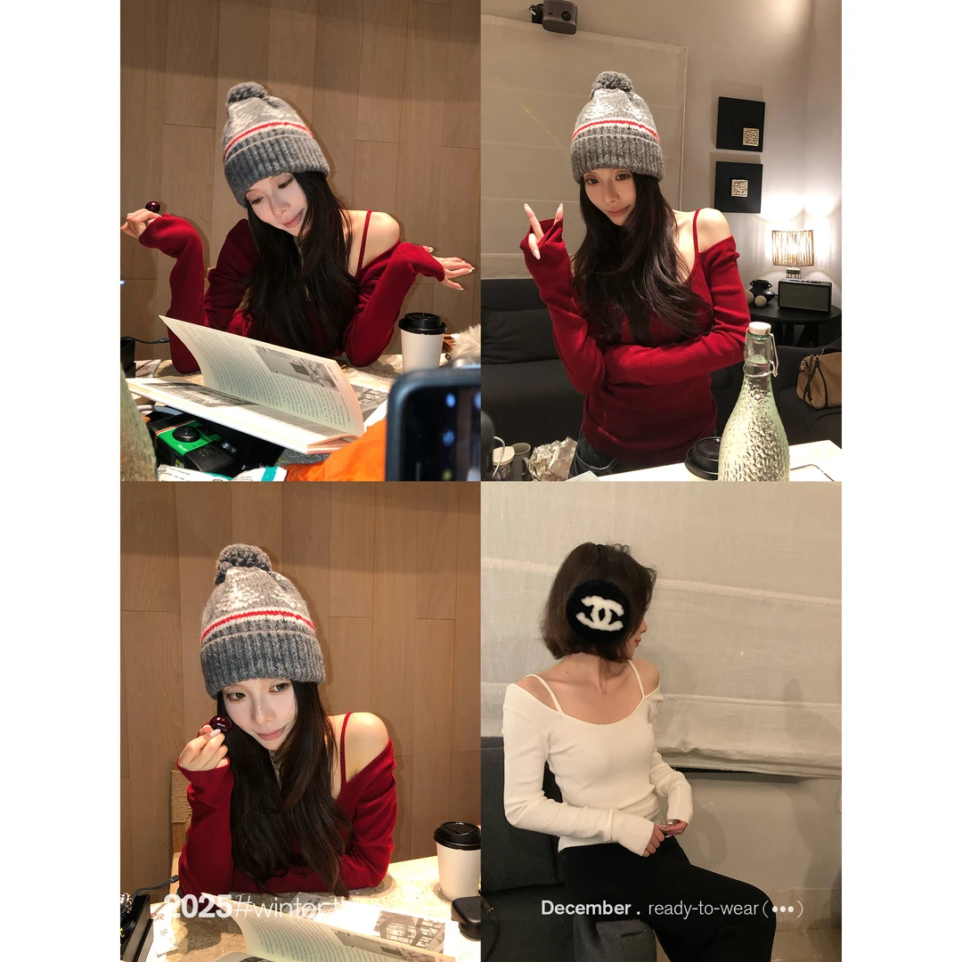 SUNONEONE圣诞跨年 修身显瘦针织衫女冬季长袖套头打底衫H1659Z