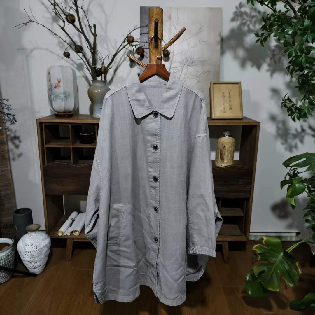 【大梅子推荐】设计款亚麻单排扣风衣JG5017A