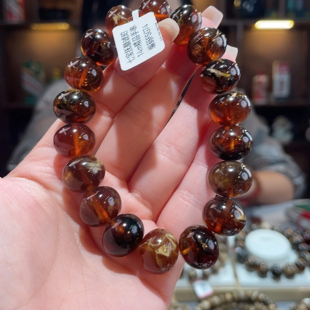 琥珀未镶嵌颈饰14m花