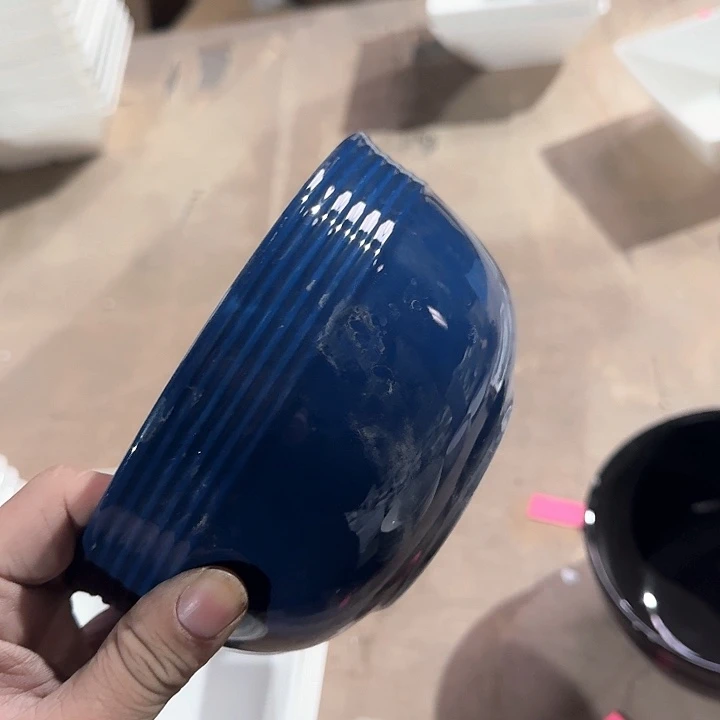 瓷6 英寸 蓝色加厚碗  4 个