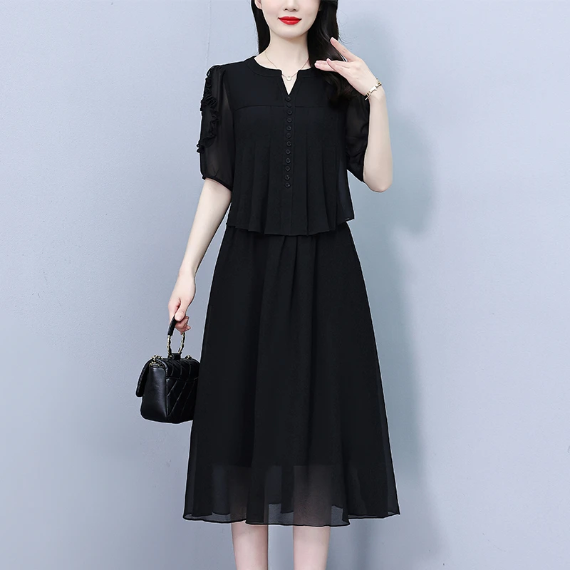 黑色连衣裙2025女新款夏季十三行今年流行爆版气质轻奢高级感裙子