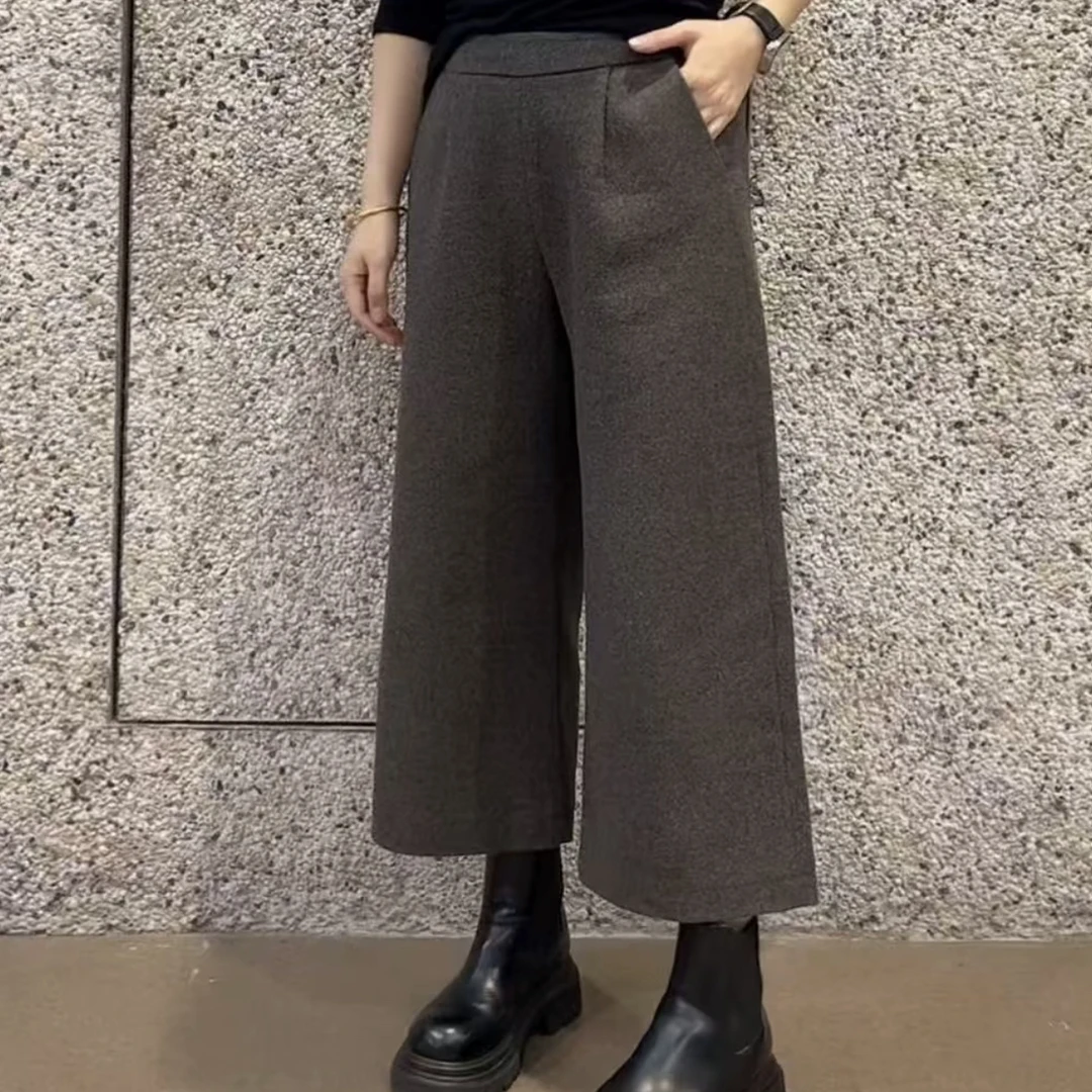 021款八分毛呢阔腿裤,裤长85左右