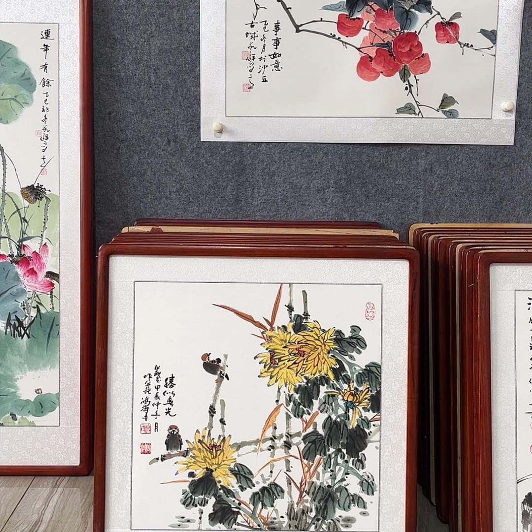 国画书画作品带框63×63