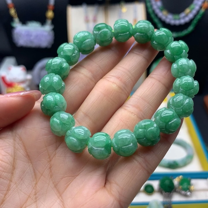 未镶嵌手链翡翠翡翠莲花手串