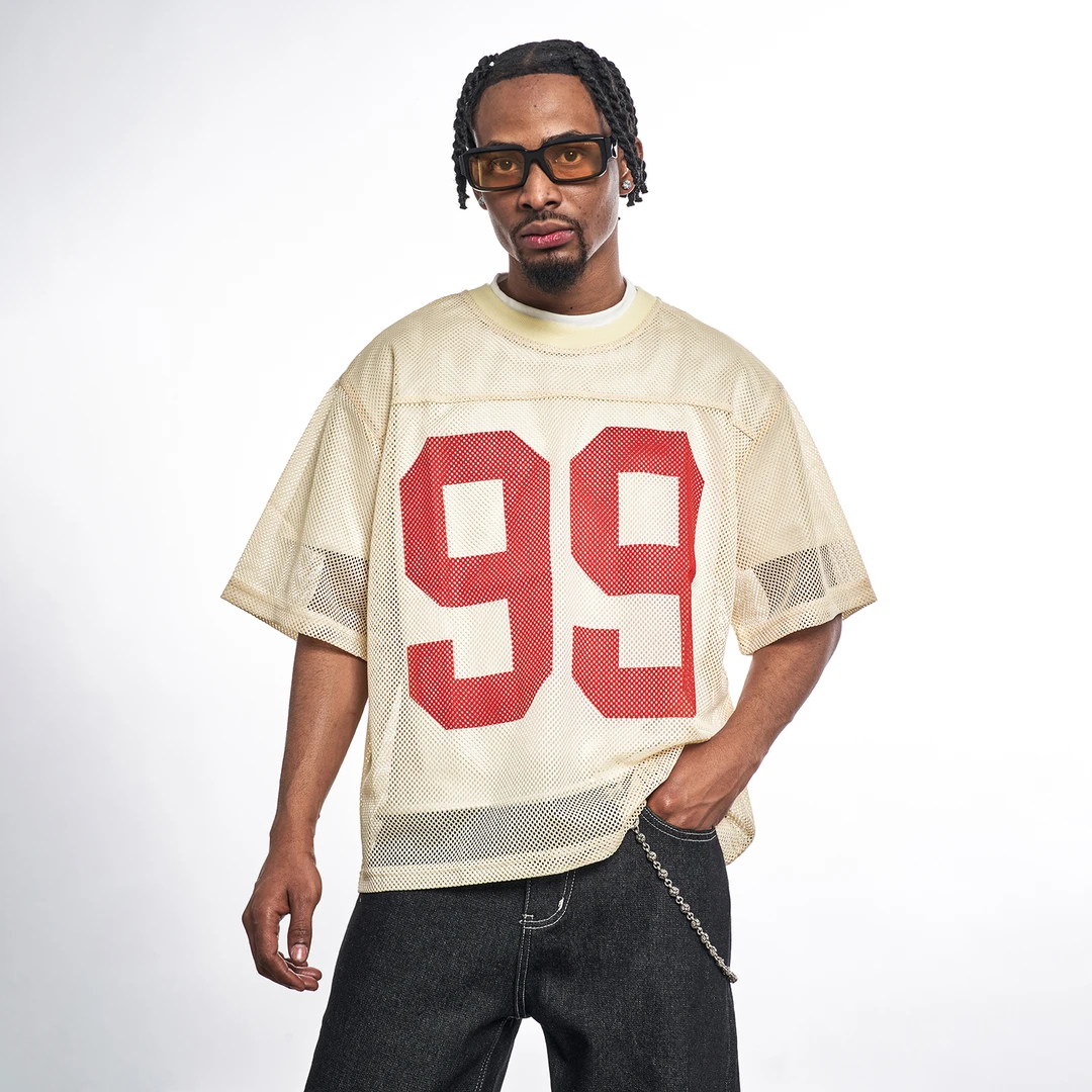 MT99凉感网格短袖 美式嘻哈说唱潮流透气打底衫 夏季运动叠穿上衣