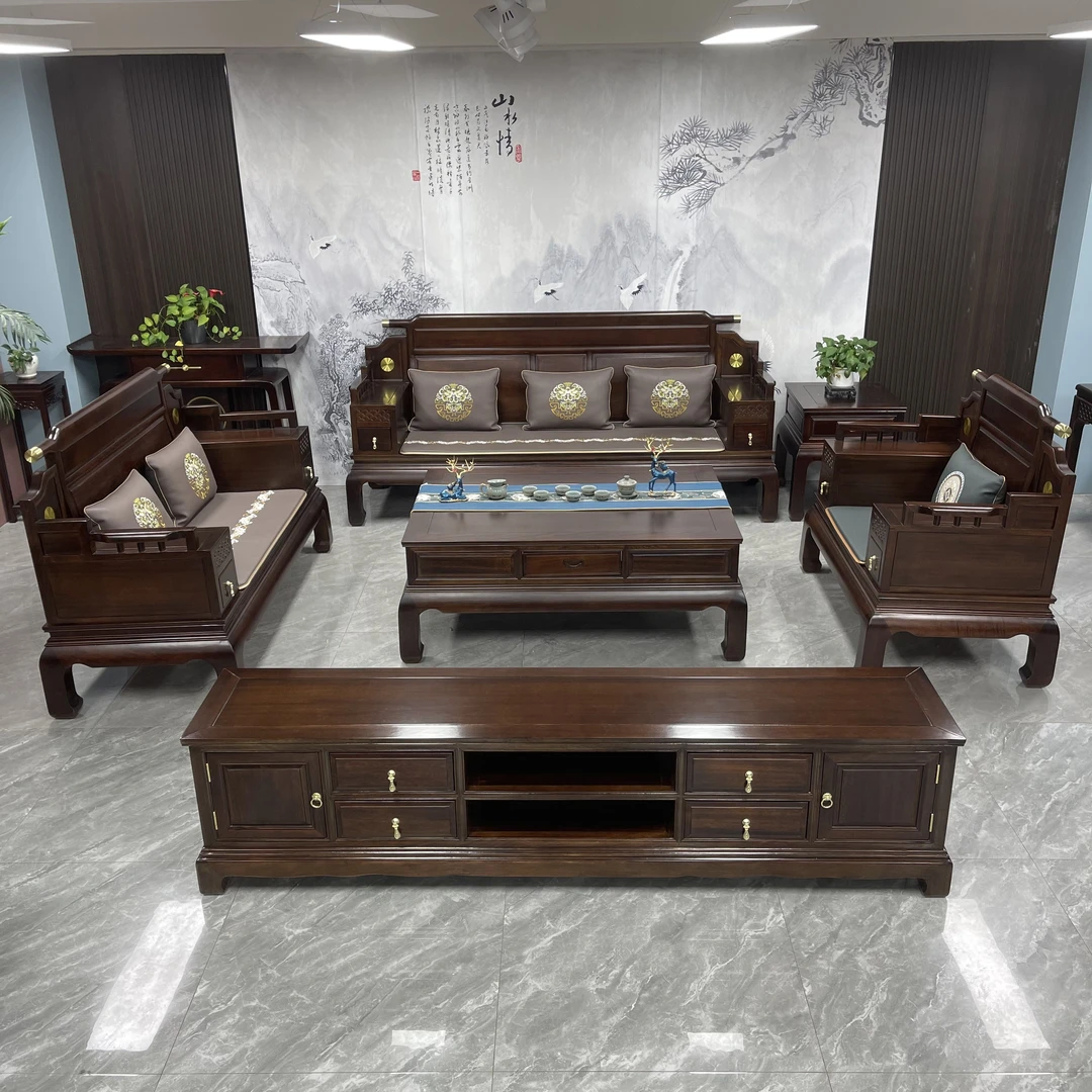 611#新中式冬夏两用加高马蹄腿新中式雕花新中式家具