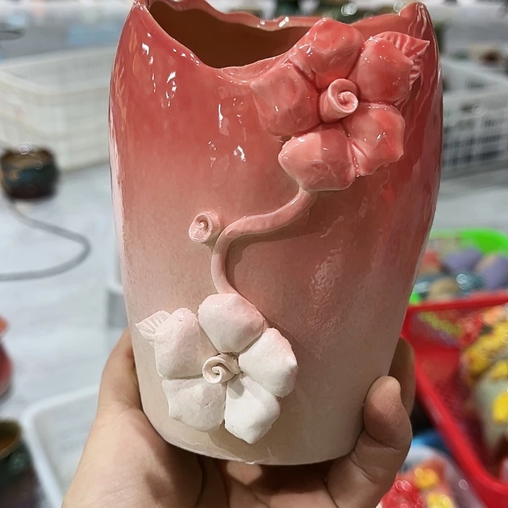 瓷片花盆多肉植物艺术品