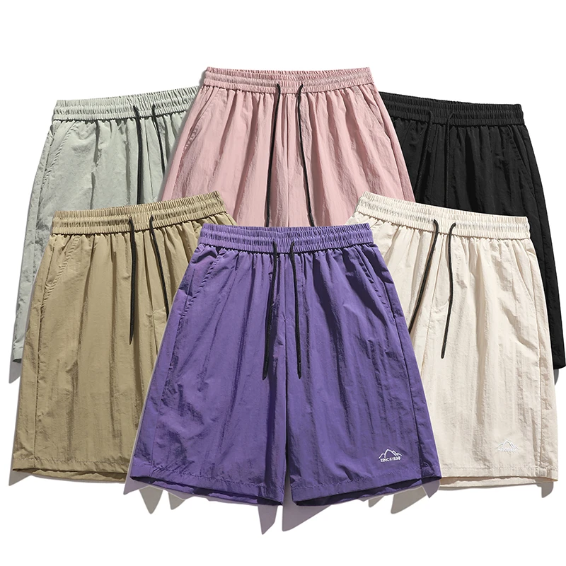 K18短裤夏季户外冰爽情侣款绣花百搭基础短裤五分休闲裤