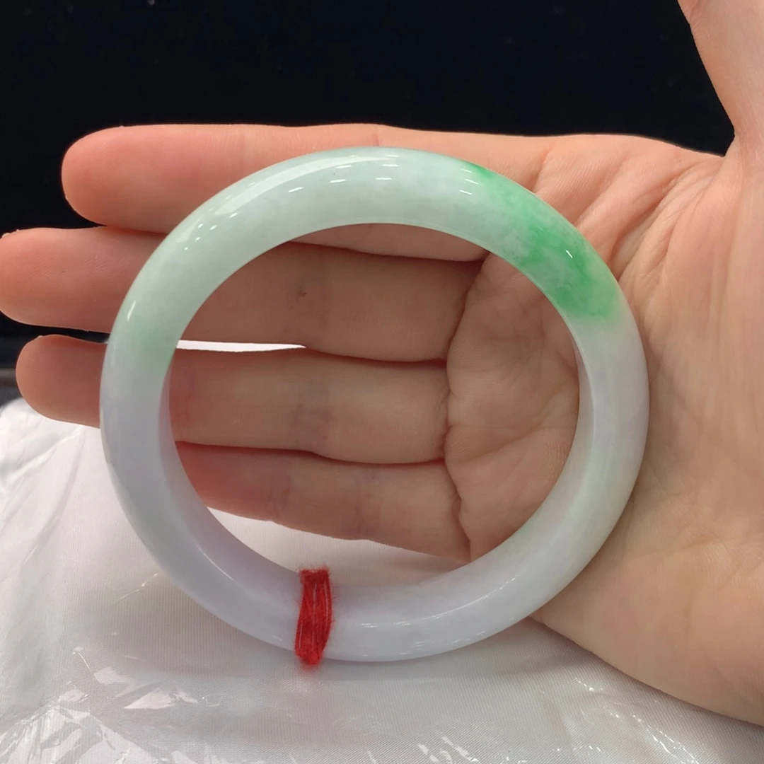 翡翠手镯未镶嵌缅甸A货翡翠 阳绿59 60