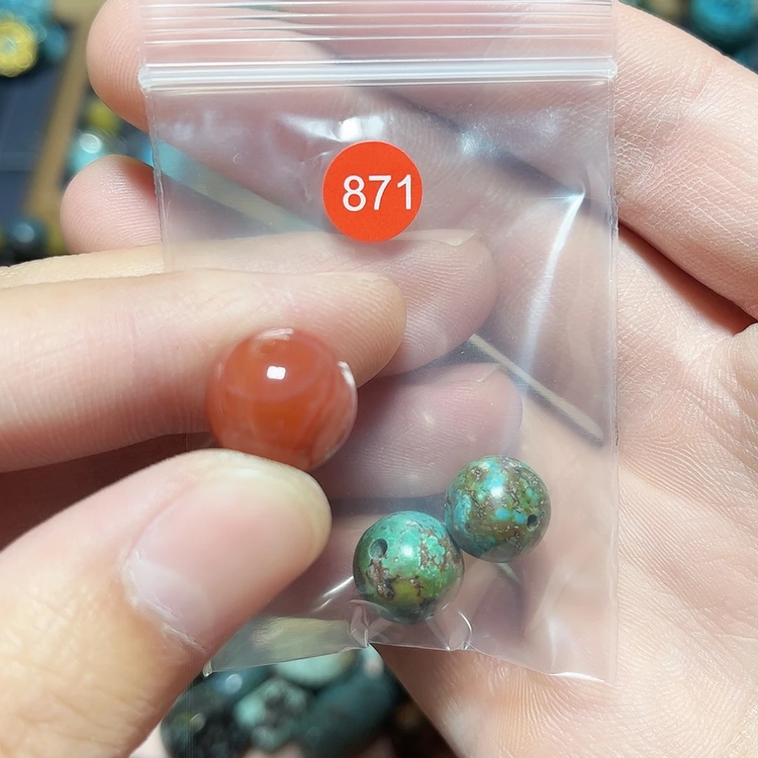 玛瑙/玉髓未镶嵌圆珠桶珠老型手串！！