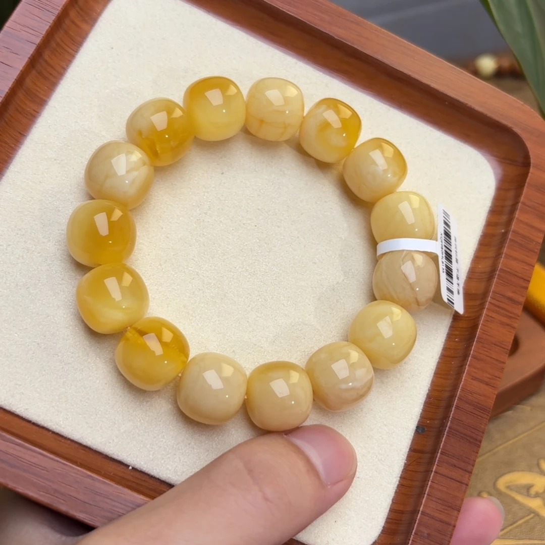 琥珀未镶嵌裸石15mm+金白俄料同料聚宝盆