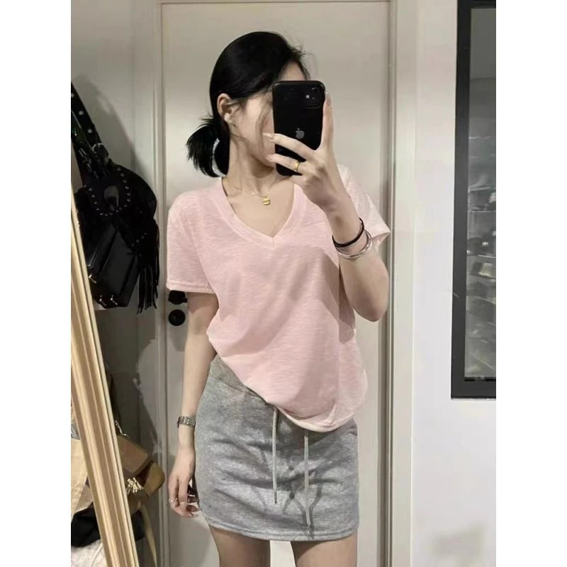 V领短袖T恤女装上衣