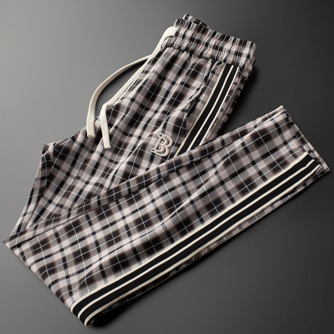 轻奢夏季薄款色织格子裤男修身小直筒男士秋冬深灰直筒工装裤裤子