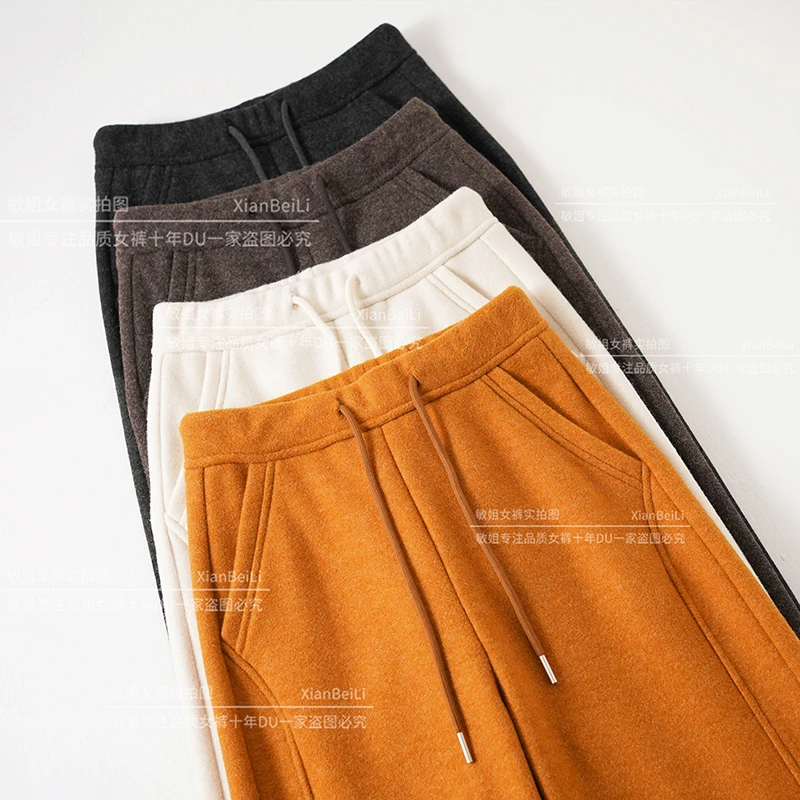 【澳 毛】羊绒高腰2025冬新款窄版宽松百搭遮肉直筒蚕丝休闲阔腿裤